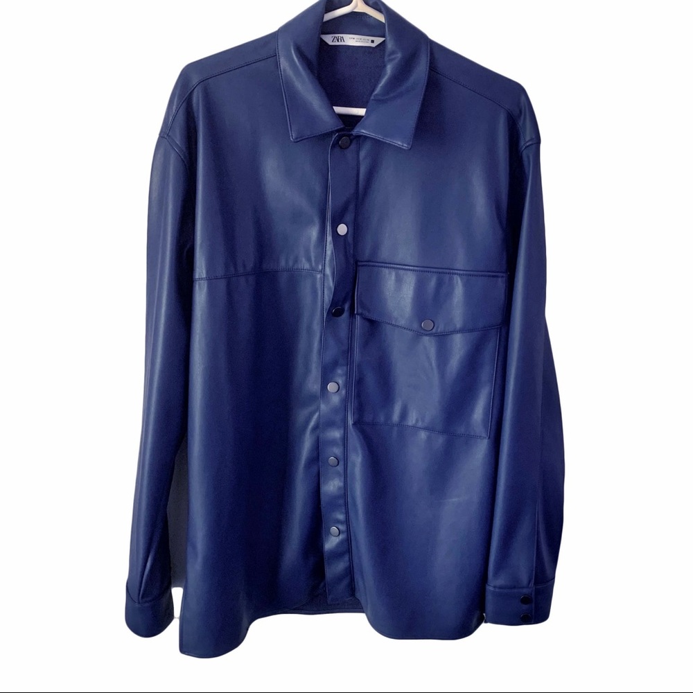 Zara man faux leather overshirt